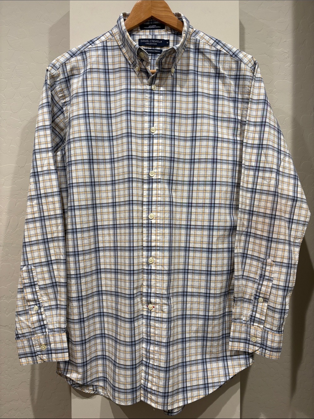 Daniel Cremieux Blue and Tan Plaid Long-Sleeve Button-Down Shirt